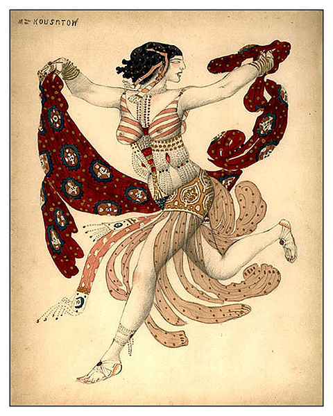 Kotuumontwerp Leon bakst voor de Vuurvogel, Ballets Russes