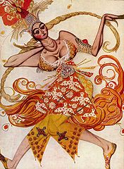 Kostuumontwerp Leon Bakst voor de Vuurvogel, Ballets Russes