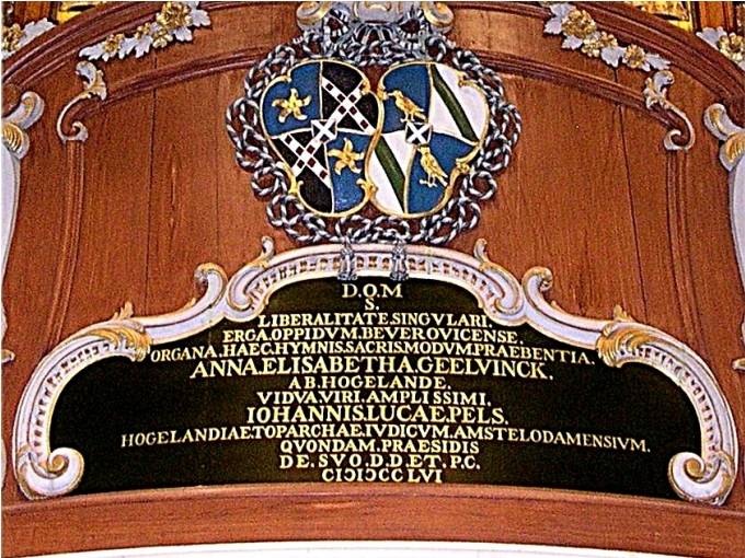 Opdrachtbord van het Geelvinckorgel 