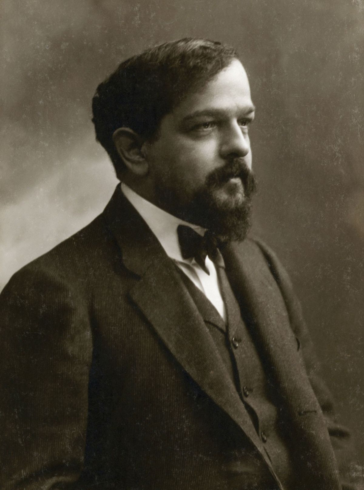 Claude Debussy (1862-1918), ca 1908, foto Félix Nadar