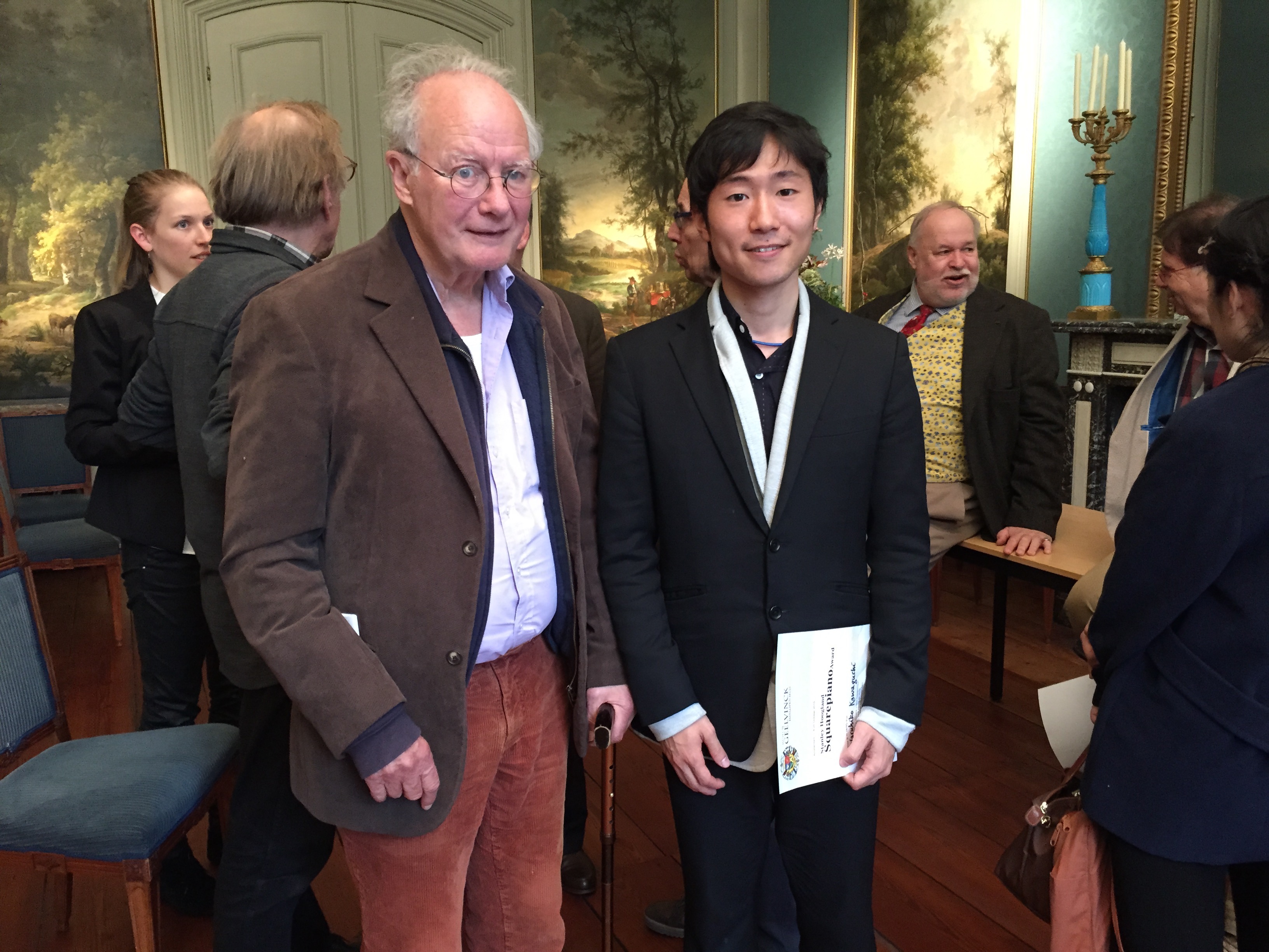 Stanley Hoogland en prijswinnaar Naruhiko Kawaguchi, Geelvinck Fortepiano Festival 2015
