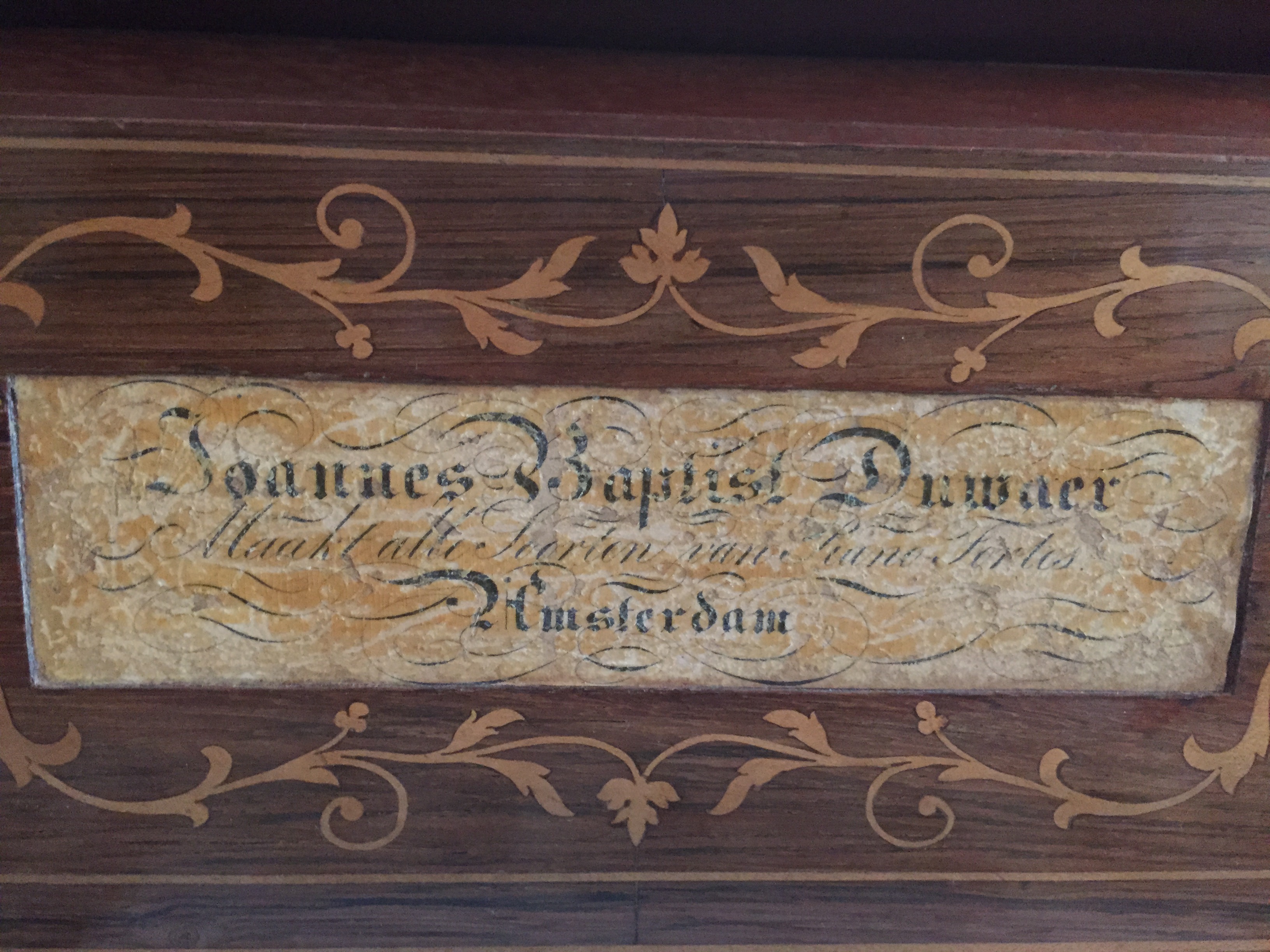 Duwaer tafelpiano naambord, Sweelinck Coll. 