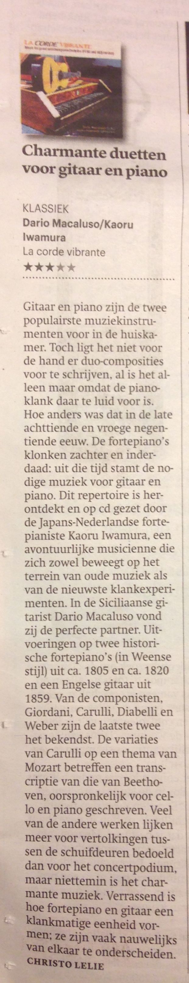Trouw recensie 25 januari 2014 door Christo Lelie