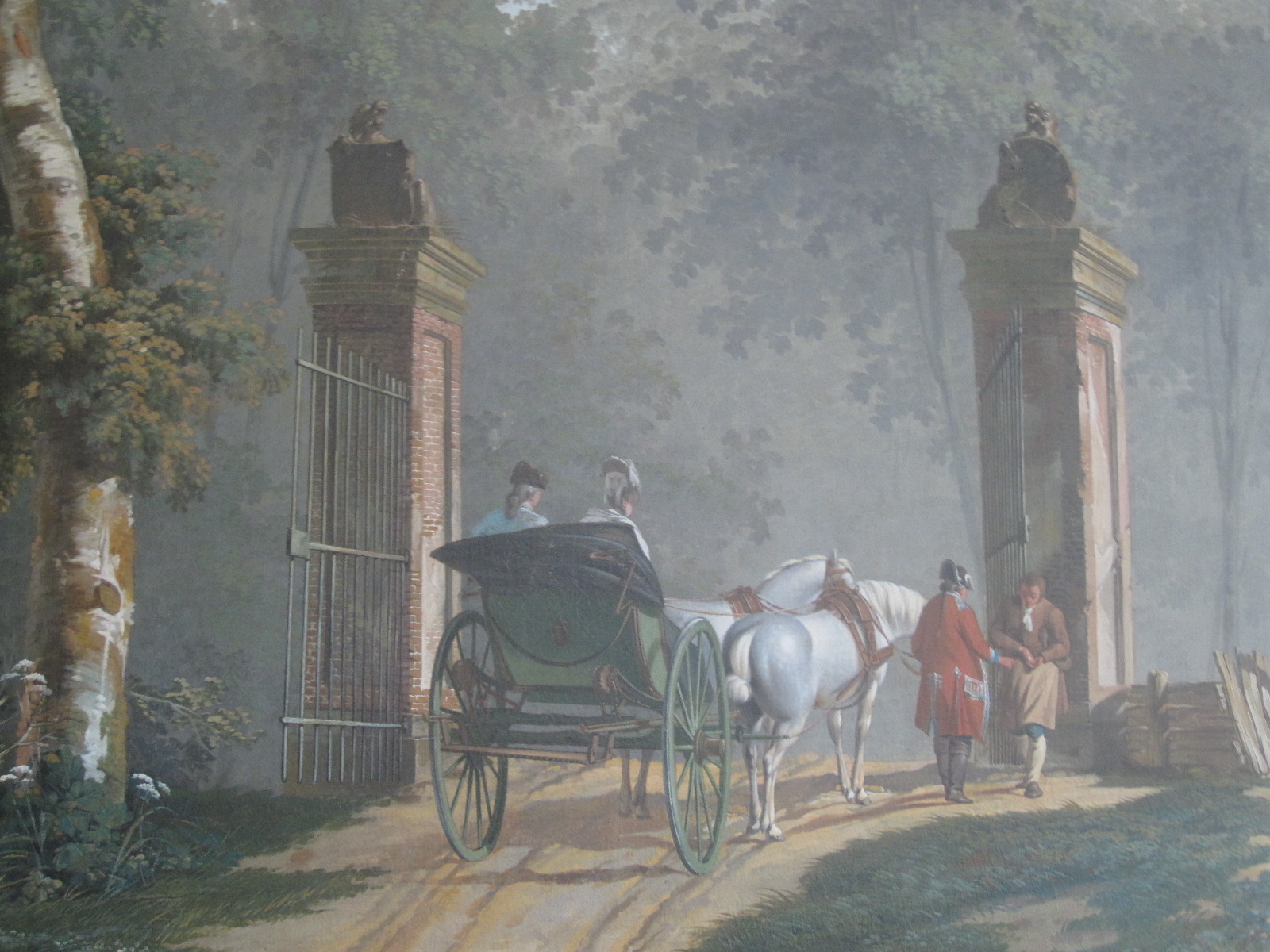 Kasteel Loenersloot, 18de e. beschilderd wandbehangsel, detail