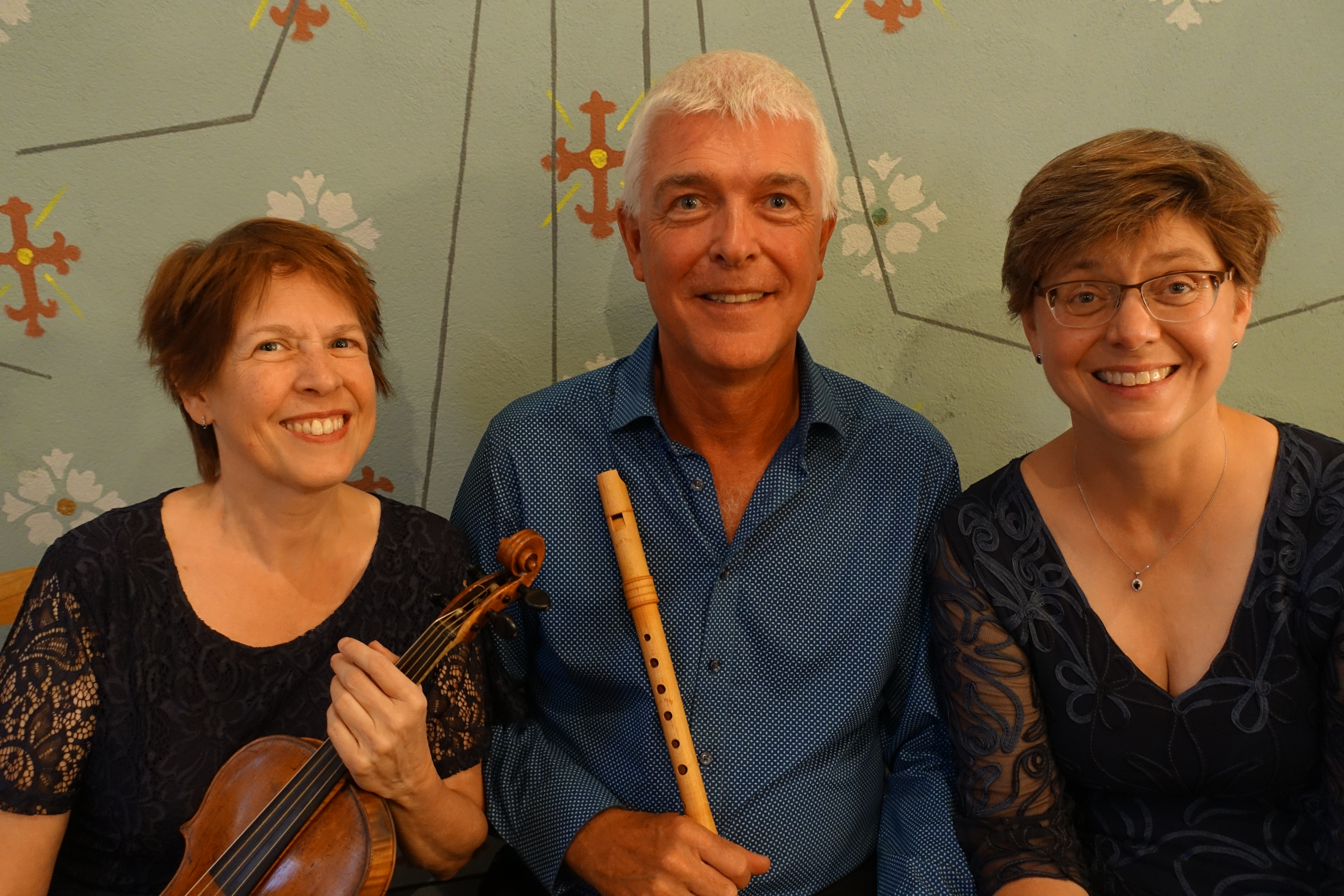 Musica Batavia met vlnr Mimi Mitchell - barokviool, Bert Honig - blokfluiten en Christina Edelen - klavecimbel