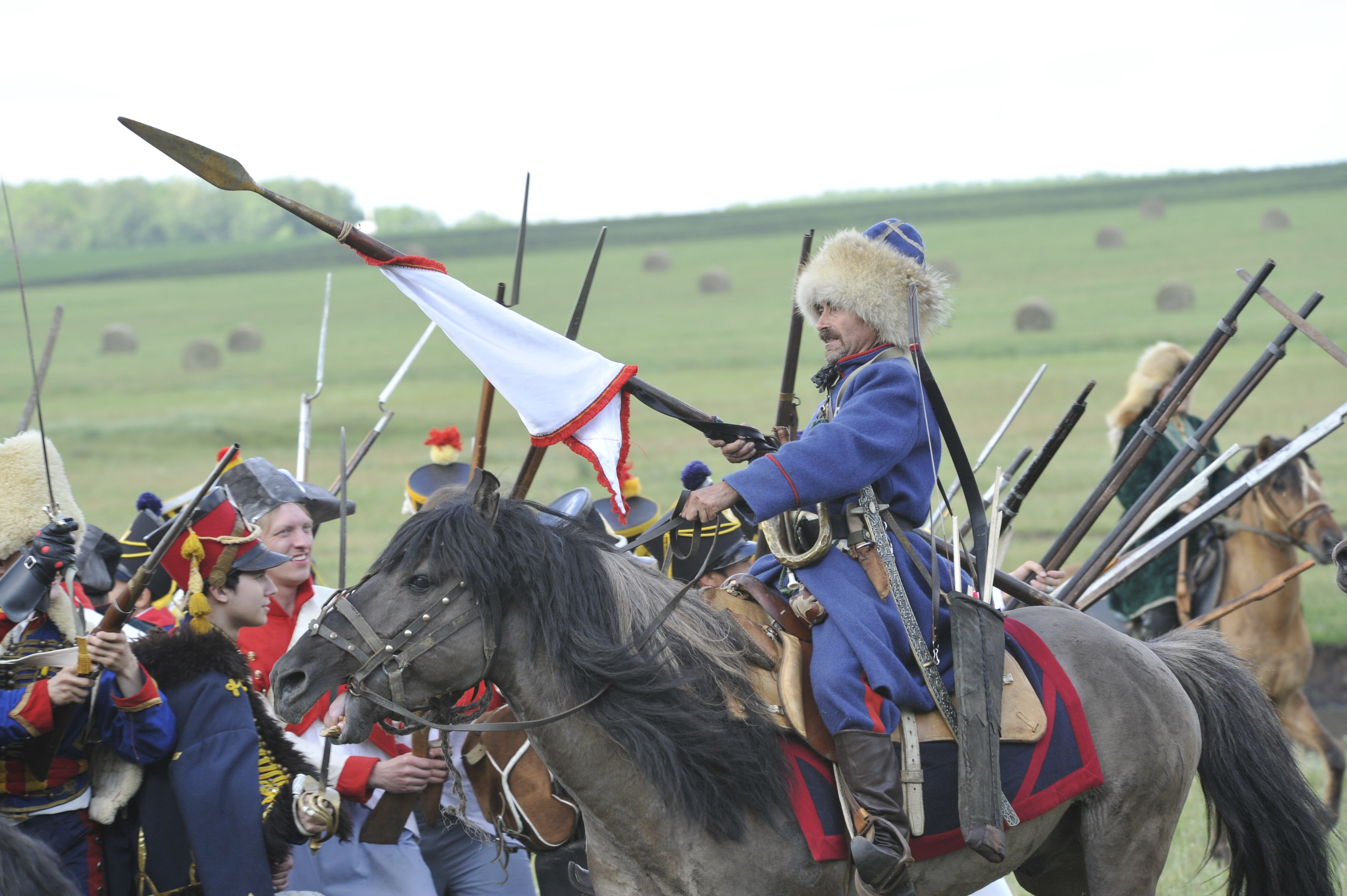 re-enactment Grote Veldtocht Napoleontische tijd / paardendemonstratie Basjkortostan